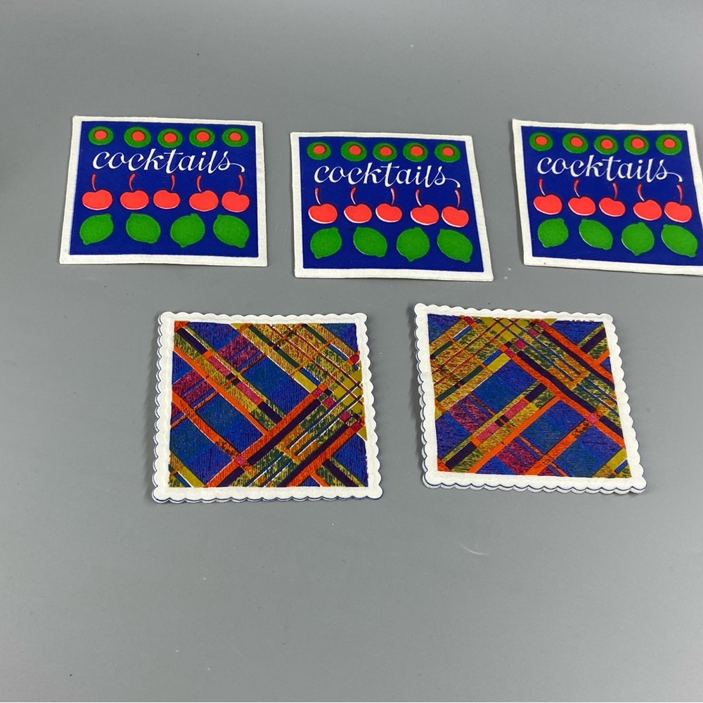 Vintage Paper Coasters MCM mushrooms, plaid, flower power! - Picture 11 of 12